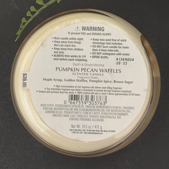 BBW Pumpkin Pecan Waffles Bath & Body Works 3 Wick Candle - Picture 10 of 10